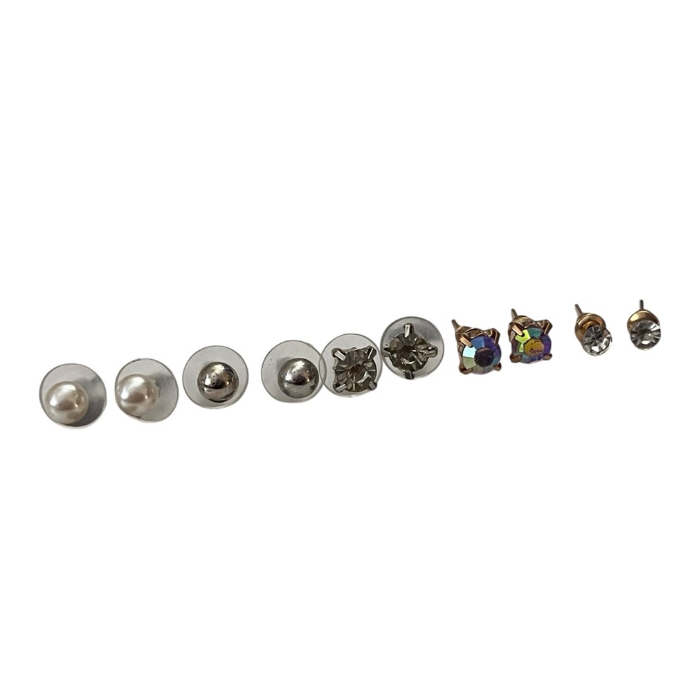 5-Piece Stud Earring Set Faux Pearl Rhinestone